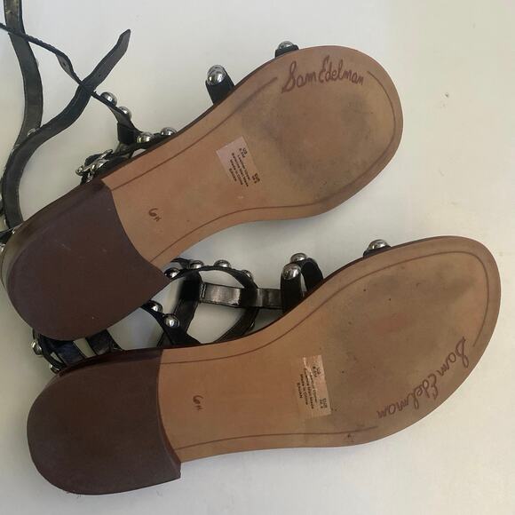 Sam Edelman Eavan Beaded Stud Sandal Black Cage Gladiator Silver Metal T… - Picture 6 of 7